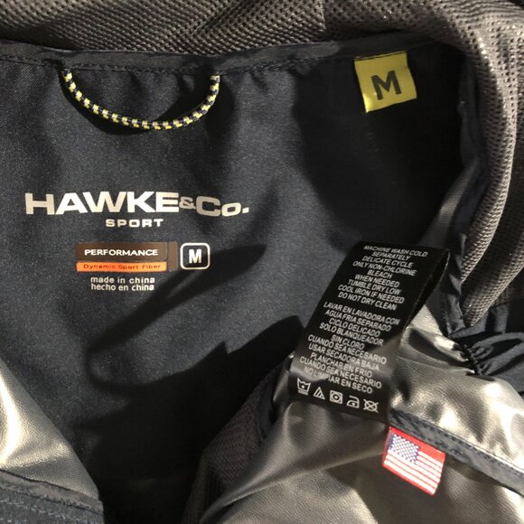 Hawke & Co Performance Rain Jacket Mens M Navy Hooded Windbreaker Light Jacket - Picture 10 of 10